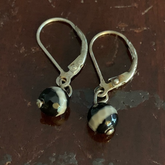 Striped Agate Bead Earrings - Picture 2 of 3